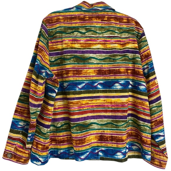 Coldwater Creek Multicolor Striped Cotton Jacket Boho Abstract Size 2X NWOT - Picture 6 of 15